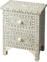 Accent Chest of Drawers Contemporary Gray Distressed Bone Mango Carved - £1,493.64 GBP