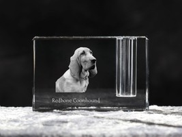 Redbone coonhound , crystal pen holder with dog, souvenir, decoration, limited e - £40.20 GBP