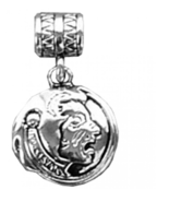 Seminole Head Barrel Silver Tone Small Slide Necklace Charm Go Noles! BR... - £12.71 GBP