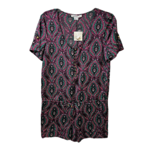 Kensie Womens Romper Playsuit Multicolor Paisley Scoop Neck Short Sleeve S New - £22.69 GBP