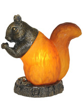 Brown Glass Squirrel Resin Base Accent Table Light Lamp Lake House Cabin Decor - $34.45