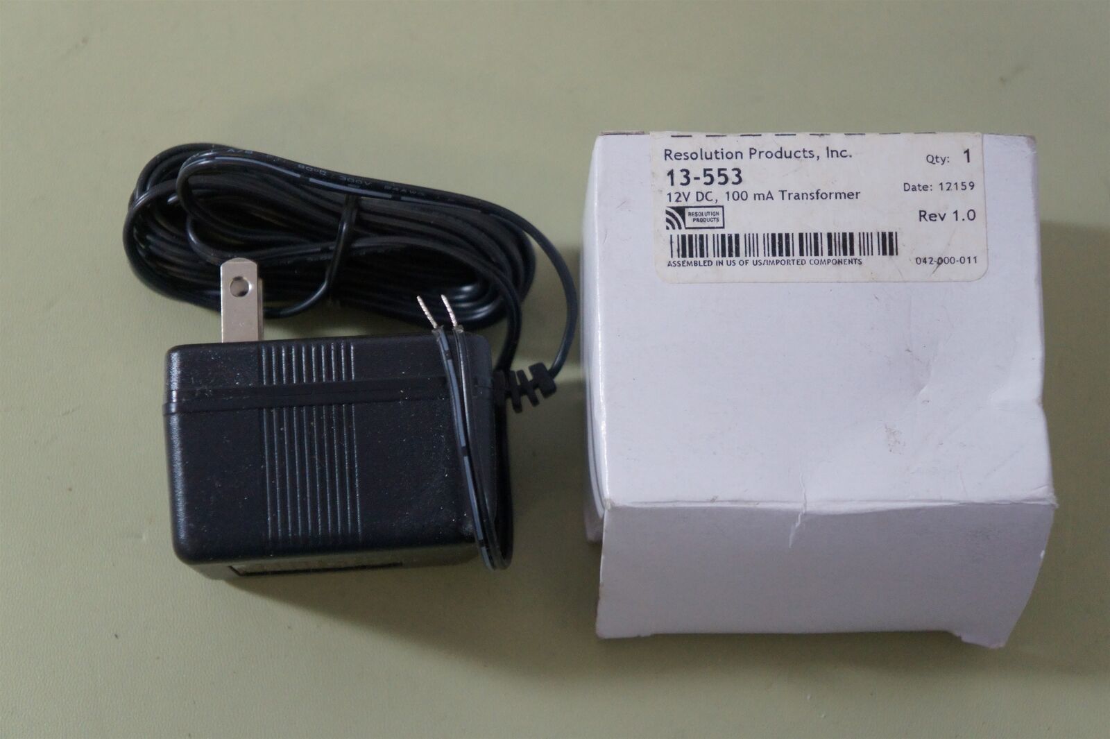 Resolution Products 13-553 Transformer Power Supply , 12VDC, 100mA, New - $7.81