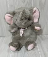 Toys r us soft classics elephant puppet plush gray pink ears bow FLAWS N... - £11.66 GBP