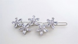 Small crystal flowers hair pin barrette bridal clip for fine thin hair - £7.04 GBP
