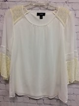 ABG Women&#39;s Cream White Bell Sleeves Blouse Lace lined Small - £12.24 GBP