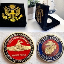 U S Marine Corps Force Reconnaissance Challenge Coin With Velvet Case - £15.76 GBP