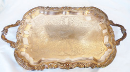 Antique FB Rogers silverplate Footed Waiter Battler Tray 24&quot; Lady Margaret 6377 - £174.09 GBP