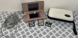 AS-IS / DEAD PIXELS Nintendo DS Lite Silver Console w Stylus Charger + 3 Games - £31.14 GBP