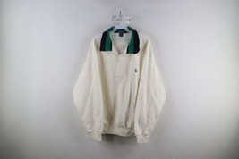 Vintage 90s Nautica Mens Large Distressed Half Zip Pullover Sweatshirt White - £38.75 GBP
