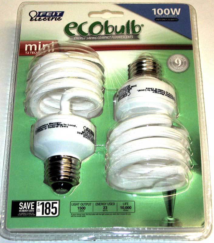 (2 PACK) Feit Mini T2 ECOBulb 23W / 100W 120V A19 White CFL E26 BPESL23T2/2 - $11.16