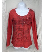 Maurices Women&#39;s RED Graphic Long Sleeve Top / Shirt / Blouse, Size M, EUC! - £9.86 GBP