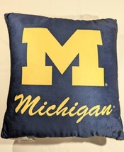 Michigan Wolverines Maize Blue Dorm Block M Soft Decorative Pillow 18 x 18&quot; - £14.00 GBP