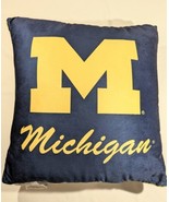 Michigan Wolverines Maize Blue Dorm Block M Soft Decorative Pillow 18 x 18&quot; - £13.92 GBP