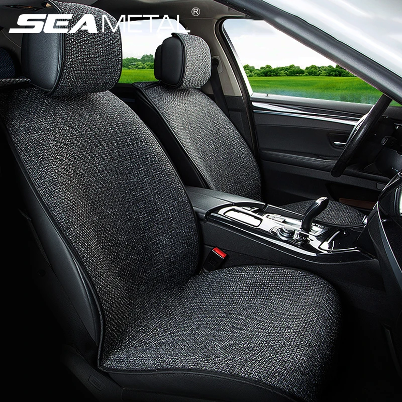 SEAMETAL Flax Car Seat Cover Breathable Sweatproof Linen Car Seat Cushion with - £12.09 GBP+
