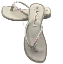 Coloriffics Megan White Sequined Bridal Flip-Flop Shoes Size 8 Women&#39;s 3... - £16.99 GBP