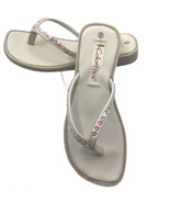 Coloriffics Megan White Sequined Bridal Flip-Flop Shoes Size 8 Women&#39;s 3... - €18,57 EUR