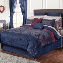 Sander Home Fashions 14-Piece Luxury Collection Blue Red Vernwood Full - £74.70 GBP
