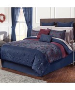 Sander Home Fashions 14-Piece Luxury Collection Blue Red Vernwood Full - $94.99