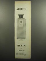 1952 Lanvin My Sin Toilet Water Advertisement - £14.56 GBP