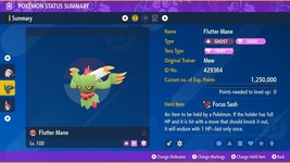 Shiny 6IV XXXL EV Trained Timid Flutter Mane Level 100 Pokemon Scarlet/Violet - £2.67 GBP