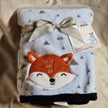 Parents Choice Blue Fox Baby Blanket Gray Triangle Securty Lovey 30x40&quot; Walmart - £47.36 GBP