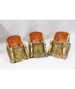 Christmas Sleigh Centerpieces Gold 9 1/2&quot; Lot of 3 Xmas - $12.73