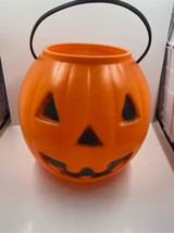 Vtg. TPI 1997 Blow Mold Pumpkin Halloween Trick or Treat Bucket Jack-O-Lantern - £9.45 GBP