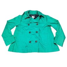 JCP Teal 100% Cotton Jacket Lightweight Coat Double Breasted Mini Trench... - £36.75 GBP