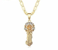 18k Layered real Gold Filled  chain With Virgin Mary Charm 24 inches - £11.80 GBP