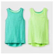 Cat &amp; Jack Toddler Girls 2pk Tank Tops Mint Green and Lime Size 4T NWT - $6.64