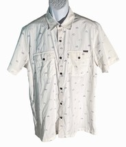 EDDIE BAUER Men&#39;s Short Sleeve Metal Button Down Tent Shirt White Large ... - $12.86