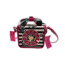 New - Betsey Johnson Pink and Black Retro Phone Crossbody Bag - £47.07 GBP