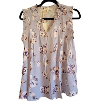 Mystree Womens Blouse Top Floral Cottage Smocked Ruffles Small Periwinkl... - £15.03 GBP