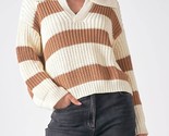 Elan Striped V-Neck Collared Sweater Size M - $904.25 MXN