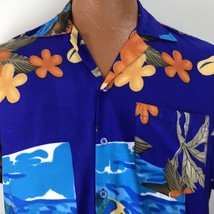 Waikiki Aloha Hawaiian Large Ukulele Guitar Floral Leaves Beach Blue Vin... - $39.99