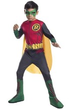 Boys Batman Robin DC Comics 4 Pc Jumpsuit BootTops Cape Mask Halloween Costume-S - £23.65 GBP