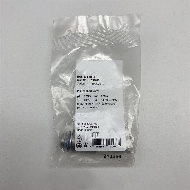 1PC NEW For FESTO HGL-1/4-QS-8 530041 HGL-1/4-QS-10 530042 Pilot Check V... - $47.79