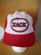 Vintage 70s &quot;ZACK&quot; MESH Hipster Red White TRUCKER HAT Adjustable - $19.79