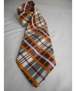 Vintage Retro Plaid Black White Yellow Burgundy Mod Men’s tie necktie - $15.99