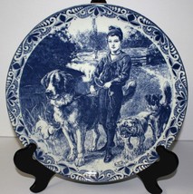 Delfts Blauw Chemkefa Dutch Boy &amp; his Dogs 13” Holland Wall Plate Signed, RARE - £74.44 GBP