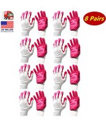 8 Pairs Non-Slip Red Latex Rubber Palm Coated Work Safety Gloves Garden ... - £11.81 GBP