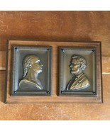 Vintage W.D. Allen Mfg. Solid Copper Embossed Bust of Washington &amp; Lincoln - £108.78 GBP