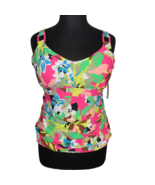 Anne Cole Bright Floral Wide Strap Padded Tankini Swim Top Plus Size 22W - $39.99