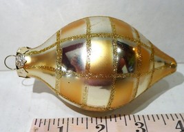 Gold Teardrop Tip Ball Glittered Ornament Vintage Christmas  1996 - $8.79