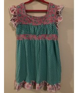 JELLY the PUG Sz 12 Pink Aqua Sleeveless Dress Ruffle Trim Mermaids Coll... - $227.89 MXN