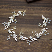 Leaf Crystal Headband Wedding Jewelry Bridal Pearl Hair Vine Hair Accessories  - £13.42 GBP
