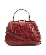 NWT Patricia Nash Gracchi Frame Leather Satchel Crossbody Bag ruby red w... - €128,13 EUR