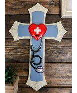 Physician Medic Blue Layered Wall Cross With Red Heart Stethoscope Docto... - $638.64 MXN