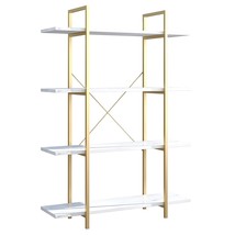 4-Tier Open Shelf Bookcase - Modern Freestanding Wooden Display Stand Unit With  - £79.87 GBP