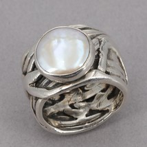 Retired Silpada Sterling Silver Coin Pearl MERMAID RING R1542 Size 6 - £38.59 GBP